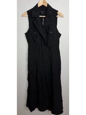 NWT Banana Republic Black Sleeveless Utility Midi Dress 12 Petite No Belt Womens